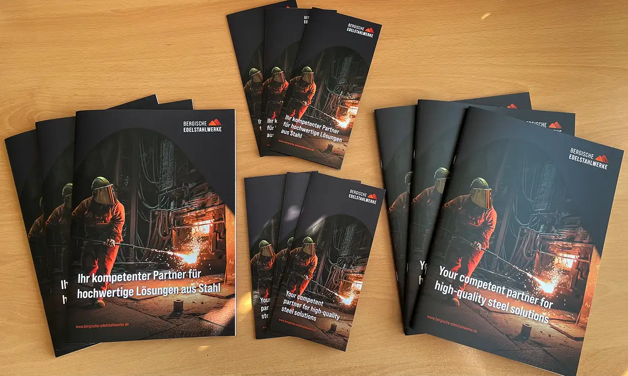 Imagebroschüren und Firmenflyer der Bergischen Edelstahlwerke im neuen BEW-Layout