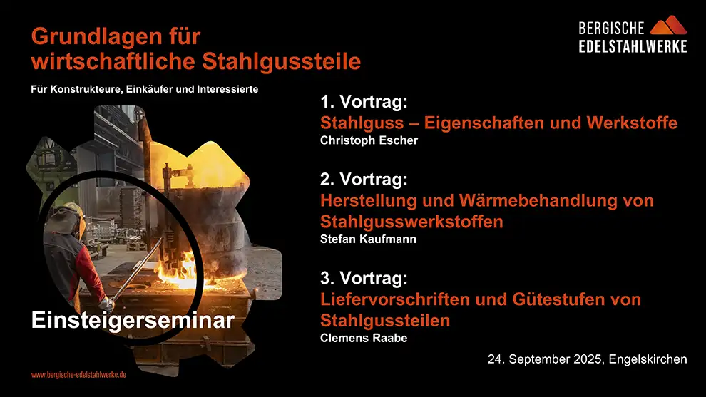 Das Programm des ersten Einsteigerseminars der Bergischen Edelstahlwerke