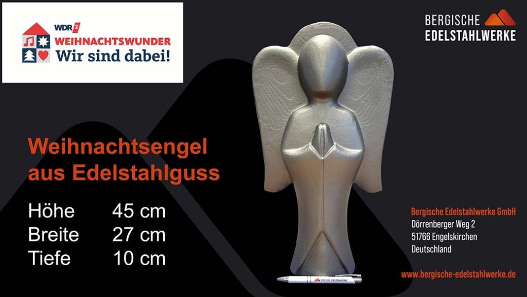 Weihnachtsengel aus Edelstahlguss